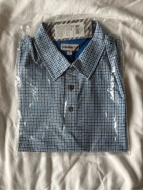 Chase 54 Men's Blue White Houndstooth Golf Polo XL NWT